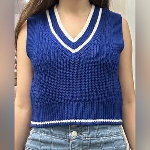 Blue Knit Women's Top/Sweater vest